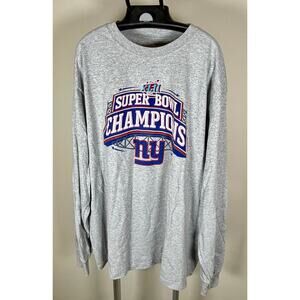 NFL New York Giants Super Bowl XLII 2008 Gray Long Sleeve Shirt Men's Size XL